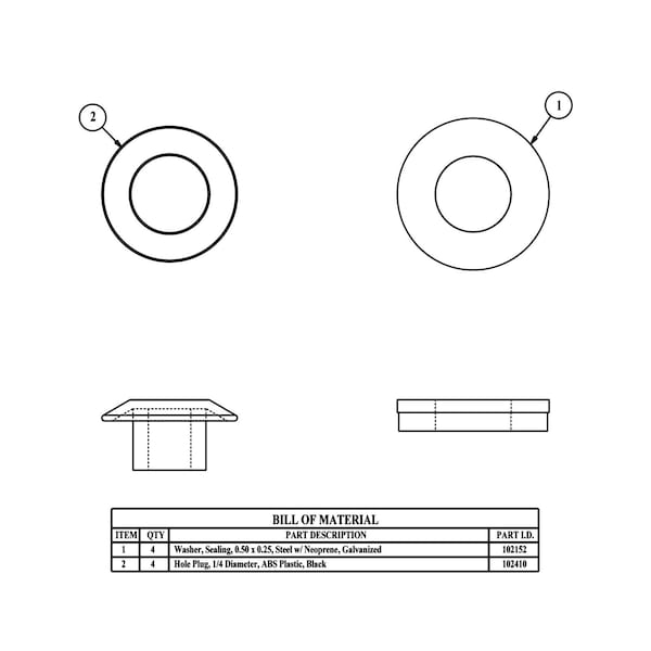 Saginaw Control & Engineering Bolt Pack, 2 in. H x 2 in. W x 1/2 in. L, 4 PK SCE-102686 - main